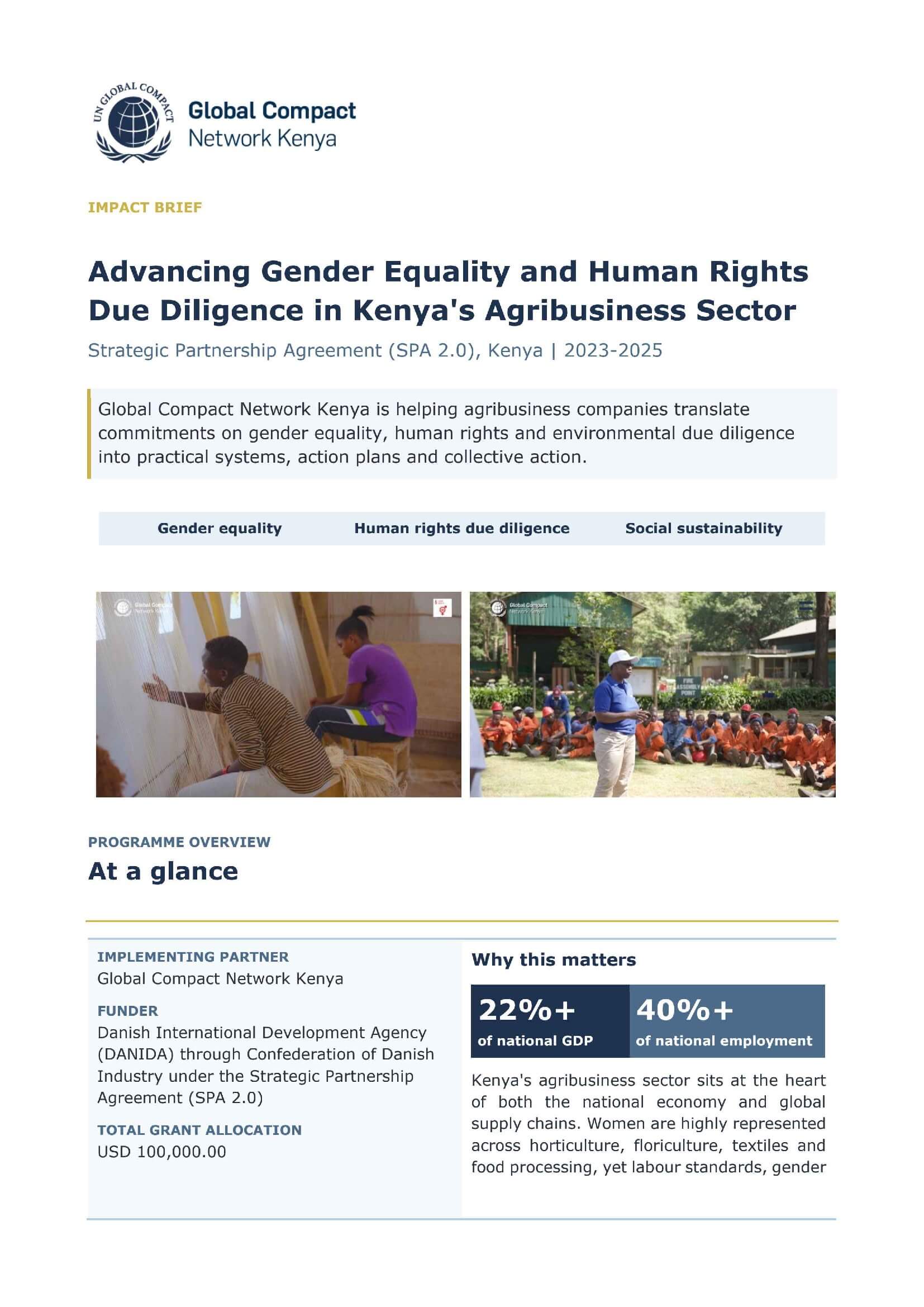 SPA 2.0: Advancing Gender Equality and Human Rights Due Diligence in Kenya’s Agribusiness Sector
